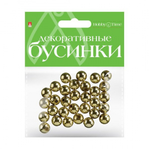 БУСИНЫ HOBBY TIME ЗОЛОТЫЕ 10ММ