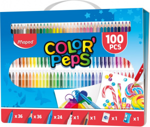 НАБОР ДЛЯ ЦВЕТНОГО РИСОВАНИЯ 100ЦВ MAPED COLOR'PEPS ПЛАСТИКОВЫЙ КОРПУС
