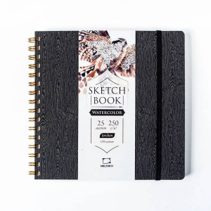 СКЕТЧБУК НА ГРЕБНЕ А5 25 Л 250Г/М2 "BLACK WOOD TORCHON" 21*21СМ АКВАРЕЛЬНАЯ БУМАГА