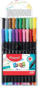 НАБОР КАПИЛЛЯРНЫХ РУЧЕК "MAPED" 20 ЦВ ЧЕРНЫЙ КОРПУС