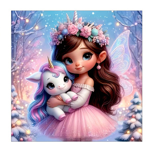 АЛМАЗНАЯ МОЗАИКА "ДЕВОЧКА С ЕДИНОРОГОМ" 30*30СМ