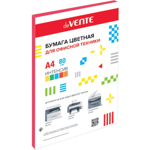 БУМАГА ОФИСНАЯ ЦВЕТНАЯ А4 deVENTE 50 Л 80Г/М² 5 ЦВ ИНТЕНСИВ КРАСНАЯ