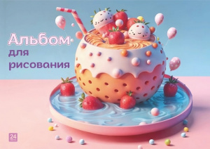 АЛЬБОМ ДЛЯ РИСОВАНИЯ 24 ЛИСТА "КЛУБНИЧНЫЙ КОКТЕЙЛЬ" 
