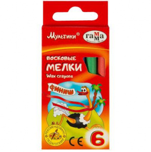 НАБОР ВОСКОВЫХ МЕЛКОВ "МУЛЬТИКИ" 6ЦВ  