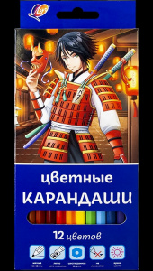 КАРАНДАШИ ЦВЕТНЫЕ "АНИМЕ" 12 ЦВЕТОВ