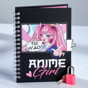 БЛОКНОТ А6 50Л НА ГРЕБНЕ "ANIME" С ЗАМОЧКОМ