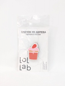 ЗНАЧОК ДЕРЕВЯННЫЙ АЛЕФ LOL LAB CUPCAKE