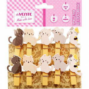 ПРИЩЕПКИ ДЕКОРАТИВНЫЕ "deVENTE KITTY!" 10 ШТ 20*35 ММ
