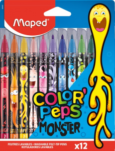ФЛОМАСТЕРЫ 12ЦВ  "MAPED" "COLOR'PEPS МОНСТЕР" СМЫВАЕМЫЕ