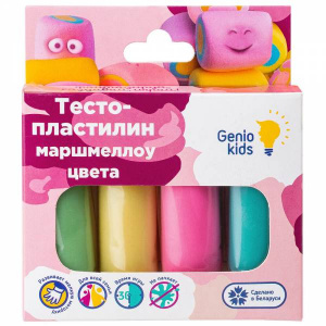 ТЕСТО ПЛАСТИЛИН 4 ЦВЕТА МАРШМЕЛЛОУ ЦВЕТА 120ГР