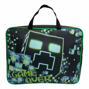 ПАПКА ПОРТФЕЛЬ НА МОЛНИИ С РУЧКАМИ А4 "GAME OVER'' ТЕКСТИЛЬ 35*26,5*7.5СМ 