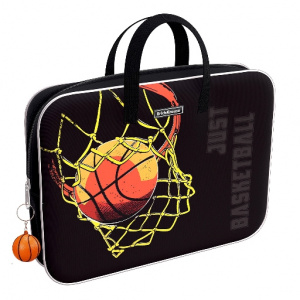 ПАПКА ПОРТФЕЛЬ НА МОЛНИИ С РУЧКАМИ А4 "BASKETBALL" ТЕКСТИЛЬ 36*29*7СМ