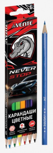 КАРАНДАШИ ЦВЕТНЫЕ "NEVER STOP" 6 ЦВ