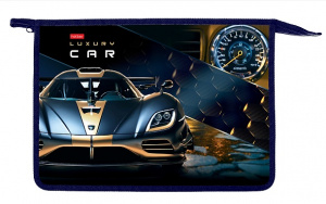 ПАПКА ДЛЯ ТЕТРАДЕЙ НА МОЛНИИ А4 "LUXURY CAR" ПЛАСТИК 34*24*7,5СМ