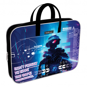 ПАПКА ПОРТФЕЛЬ НА МОЛНИИ С РУЧКАМИ А4 "CYBER GAME" ТЕКСТИЛЬ 36*29*7СМ