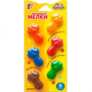 НАБОР ВОСКОВЫХ МЕЛКОВ "КРОХА. ЛАПКИ" 6ЦВ