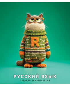 ТЕТРАДЬ ТЕМАТИЧЕСКАЯ 48 ЛИСТОВ ЯРКИЕ "КОТИКИ В СВИТЕРАХ" РУССКИЙ ЯЗЫК