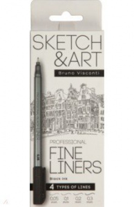 НАБОР КАПИЛЛЯРНЫХ РУЧЕК "SKETCH&ART" ЧЕРНЫЕ 4ШТ