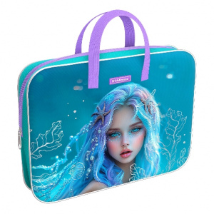 ПАПКА ПОРТФЕЛЬ НА МОЛНИИ С РУЧКАМИ А4 "AQUAMARINE" ТЕКСТИЛЬ 36*29*7СМ