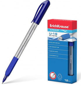 РУЧКА ШАРИКОВАЯ ERICH KRAUSE U-19 ULTRA GLIDE TECHNOLOGY 0.6ММ СИНЯЯ