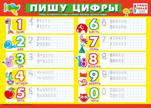 ПЛАКАТ ОБУЧАЮЩИЙ А4 "ПИШУ ЦИФРЫ"