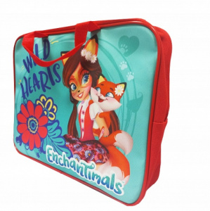 ПАПКА ПОРТФЕЛЬ НА МОЛНИИ С РУЧКАМИ А4 "ENCHANTIMALS" ТЕКСТИЛЬ 36*29*7.5СМ