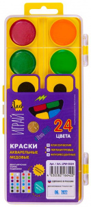 КРАСКИ АКВАРЕЛЬНЫЕ 24ЦВ ЛЕО "ИГРАЙ" МЕДОВЫЕ БЕЗ КИСТИ