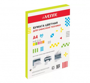 БУМАГА ОФИСНАЯ ЦВЕТНАЯ А4 deVENTE NEON 100 ЛИСТОВ 75Г/М² ЖЕЛТАЯ