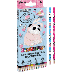 КАРАНДАШИ ЦВЕТНЫЕ ПЛАСТИКОВЫЕ "PANDA" 12 ЦВ