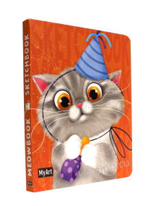 СКЕТЧБУК А6 80 Л MEOWBOOK КОТИК В КОЛПАЧКЕ