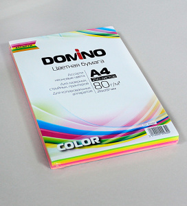 БУМАГА ОФИСНАЯ ЦВЕТНАЯ А4 DOMINO COLOR 250 ЛИСТОВ 80Г/М² НЕОН АССОРТИ