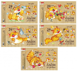 АЛЬБОМ ДЛЯ РИСОВАНИЯ НА ГРЕБНЕ 24 ЛИСТА "ПРО КОТА"  