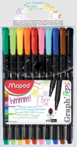 НАБОР КАПИЛЛЯРНЫХ РУЧЕК "MAPED" 10 ЦВ ЧЕРНЫЙ КОРПУС