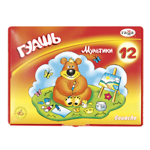 КРАСКИ ГУАШЬ "МУЛЬТИКИ" 12 ЦВ
