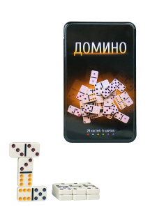ИГРА ДОМИНО ПЛАСТИКОВОЕ В МЕТАЛЛИЧЕСКОМ ФУТЛЯРЕ 