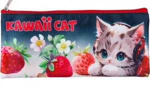 ПЕНАЛ МЯГКИЙ ПЛОСКИЙ "КАВАИ КОТИК" 21,5*9*1СМ