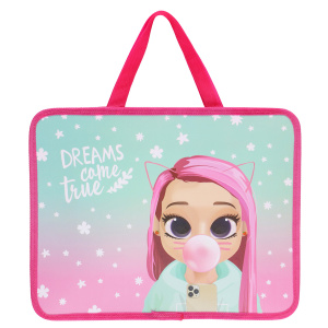 ПАПКА ПОРТФЕЛЬ А4 "FIRST BUBBLE GIRL" 26*33*10СМ ПЛАСТИКОВАЯ НА МОЛНИИ С РУЧКАМИ