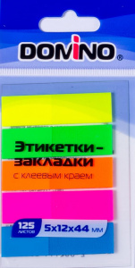 БЛОК ЗАКЛАДКА ПЛАСТИК 12*44ММ 5ЦВ*25Л "DOMINO" НЕОН 