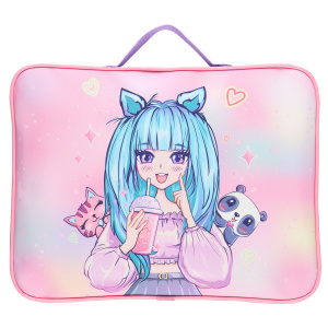 ПАПКА ПОРТФЕЛЬ А4 КОКОС 34*26*6СМ НА МОЛНИИ С РУЧКАМИ "ANIME GIRL"