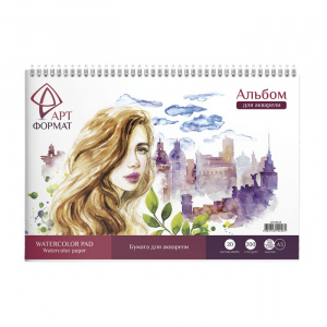 АЛЬБОМ-ПЛАНШЕТ ДЛЯ АКВАРЕЛИ НА ГРЕБНЕ А3 20Л 200Г/М2 ЖЕСТКАЯ ПОДЛОЖКА 