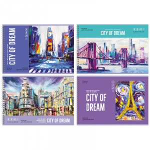 АЛЬБОМ ДЛЯ РИСОВАНИЯ НА ГРЕБНЕ 32 ЛИСТА "CITY DREAM"   