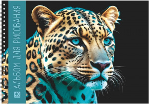 АЛЬБОМ Д РИСОВАНИЯ НА ГРЕБНЕ 40 ЛИСТОВ "NEON ANIMALS - ГЕПАРД" 