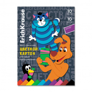 КАРТОН ЦВЕТНОЙ А4 10ЦВ 10Л "ERICH KRAUSE" МЕЛОВАННЫЙ ОДНОСТОРОННИЙ