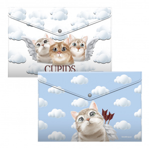 ПАПКА НА КНОПКЕ ЦВЕТНАЯ А4 160МКМ "КУПИДОНЫ" НЕПРОЗРАЧНАЯ 1ШТ