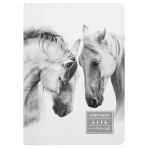 ЗАПИСНАЯ КН СКЕТЧБУК А5 40Л АКВА-КОЛОР ОФСЕТНАЯ БУМ 200Г/М2 7БЦ HORSES IN WHITE