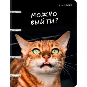 ТЕТРАДЬ НА КОЛЬЦАХ 100Л КЛЕТКА А5 LISTOFF "КОТИКИ"