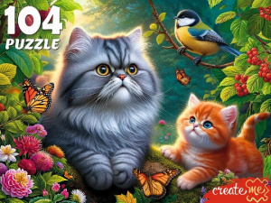 ПАЗЛЫ 104 ЭЛЕМЕНТОВ "КОТИКИ С СИНИЦЕЙ"