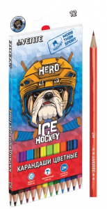 КАРАНДАШИ ЦВЕТНЫЕ "ICE HOCKEY" 12 ЦВ