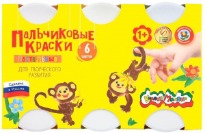КРАСКИ ПАЛЬЧИКОВЫЕ КАЛЯКА МАЛЯКА 6ЦВ 60МЛ ПАСТЕЛЬНЫЕ