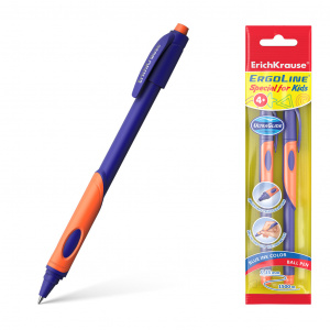 НАБОР ШАРИКОВЫХ РУЧЕК "ERGOLINE" СИНЯЯ БЛИСТЕР 2ШТ ОРАНЖЕВЫЙ ГРИП